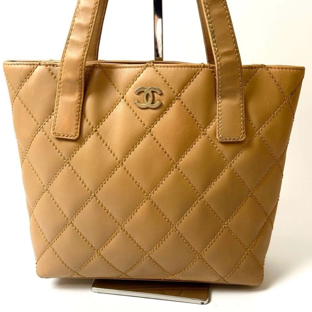 Chanel Tan Quilted Tote with Iconic Design